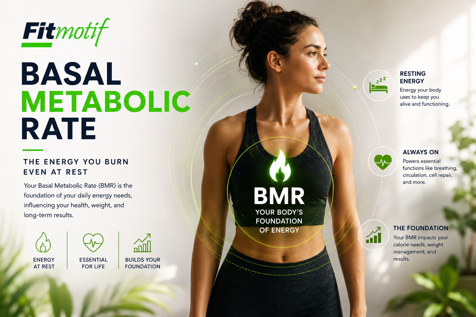 Basal metabolic rate diagram showing BMR as the body's foundation of resting energy expenditure